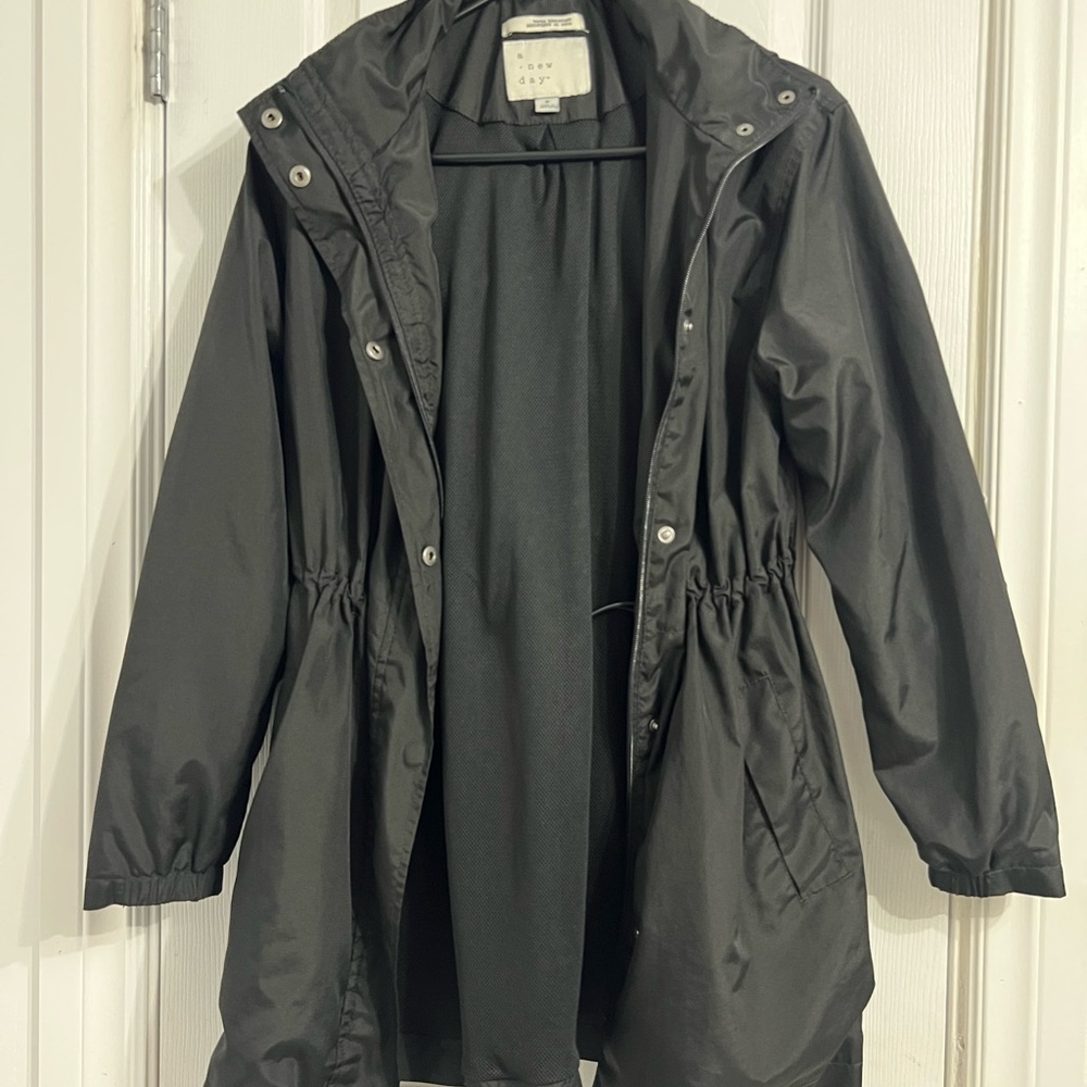 A New Day Black Varsity Jacket with Hood and Zipper